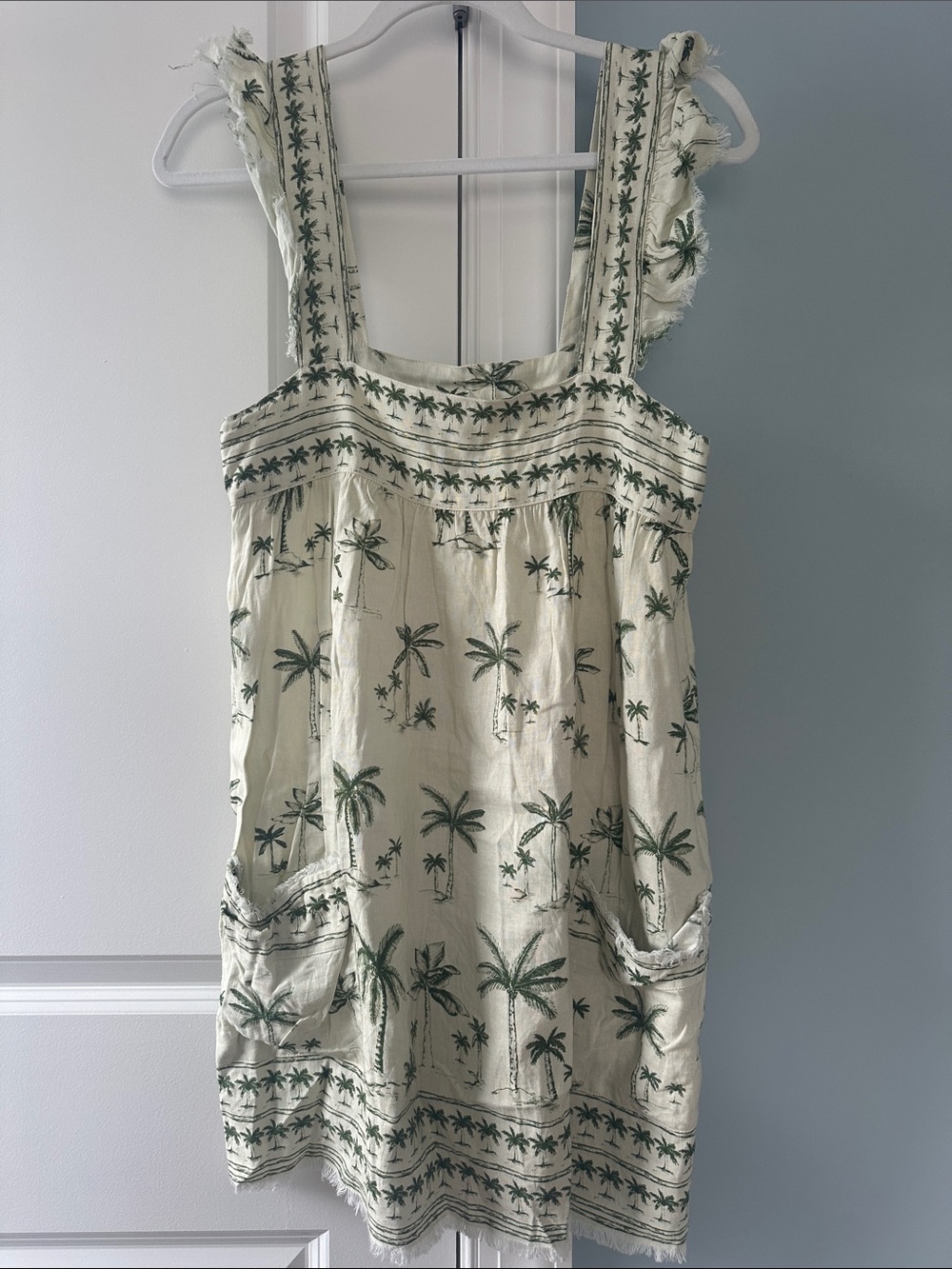 Show Me Your Mumu Cream Sundress with Green Palm Print Size S